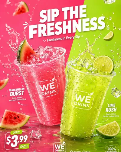 Watermelon Lime Beverage Ad Poster