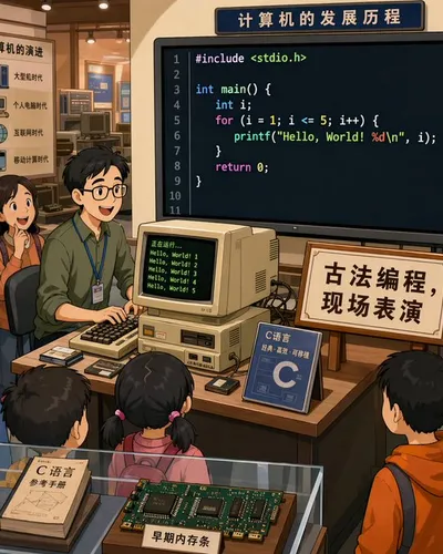 Retro Programming Museum Cartoon