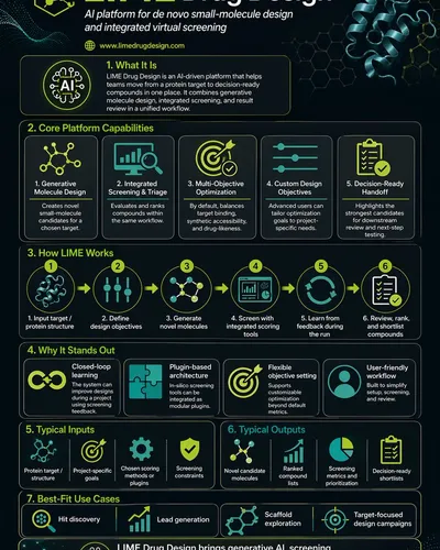 Research LIME Drug Design and make a detailed infographic about it