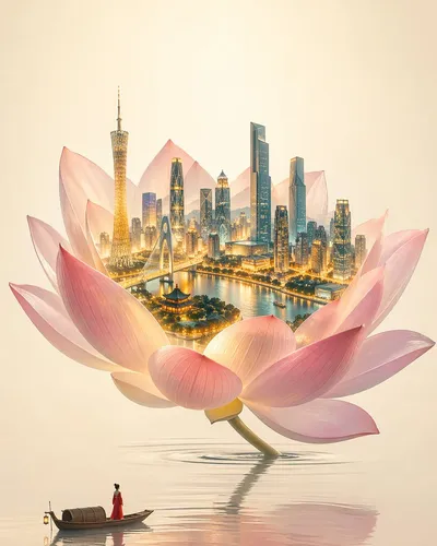 New Chinese Minimalist Floral Illustration