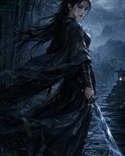 Vertical Wuxia Heroine Portrait