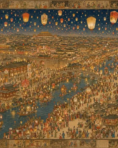 Tang Dynasty Chang'an Lantern Festival Panorama