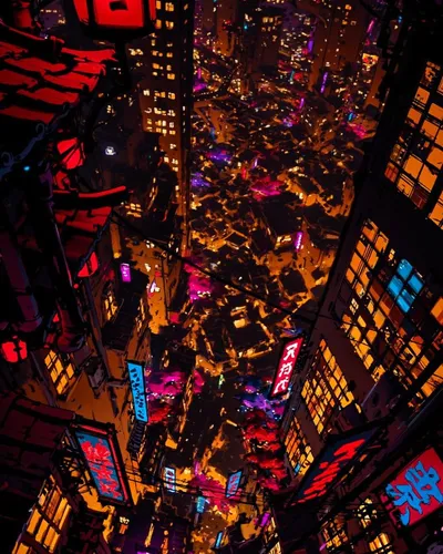 Surreal Japanese Futuristic City Illustration