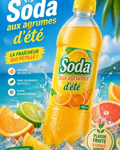 E-commerce Main Image - Tropical Citrus Soda Ad Poster