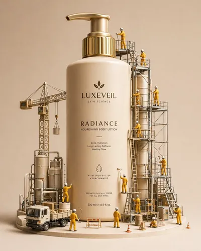 E-commerce Main Image - Miniature Diorama Skincare Advertisement