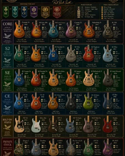 Vintage PRS Guitar Lineage Poster