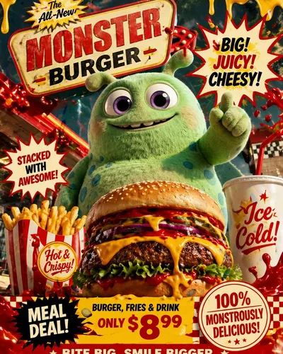 Fast Food Character Poster
