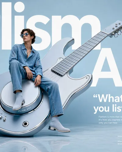 Avant-Garde Guitar Sculpture Fashion Advertisement