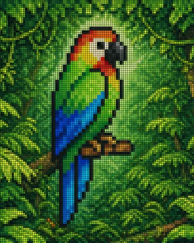 Tropical Parrot Pixel Mosaic