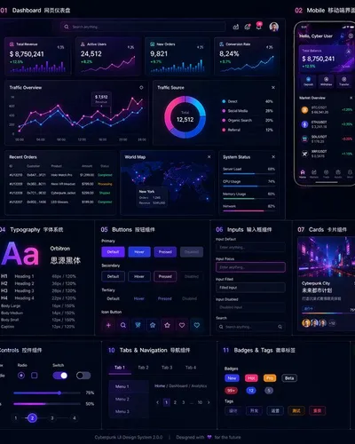 Cyberpunk Neon UI Design System