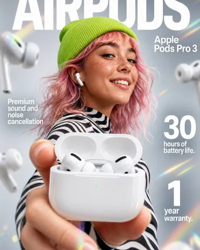 Apple Pods Pro 3 Earbuds E-Commerce Infographic