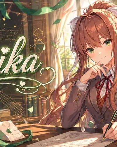 Monika Anime Banner Illustration