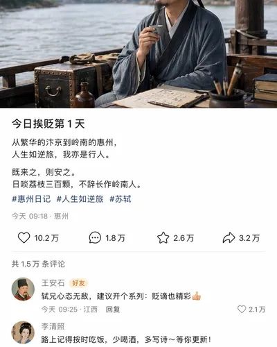 苏轼被贬首日朋友圈曝光