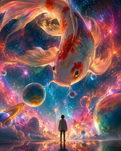 星云巨鲤与小人的奇幻对话