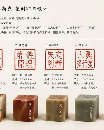 马斯克专属篆刻印章设计