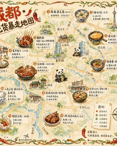 成都吃货暴走手绘美食地图