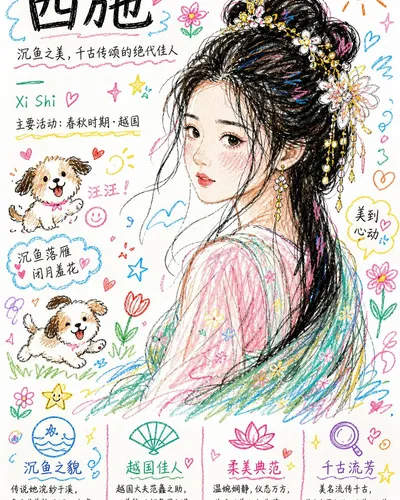 彩色潦草小狗线条风格重绘