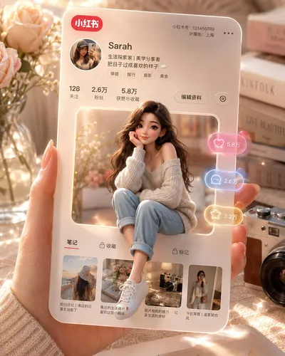 3D 小红书个人资料卡