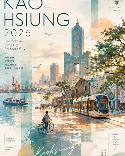 高雄水彩拼贴旅行海报