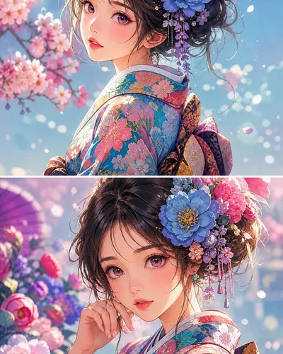 花簪和服动漫肖像